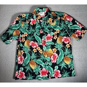 Vintage‎ Shannon Marie Med Women Hawaiian Button Down Tropical Floral Pineapple
